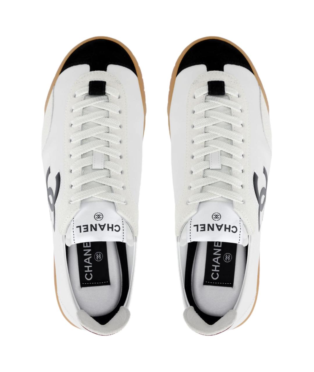 CHANEL Белые кожаные кроссовки, фото 3