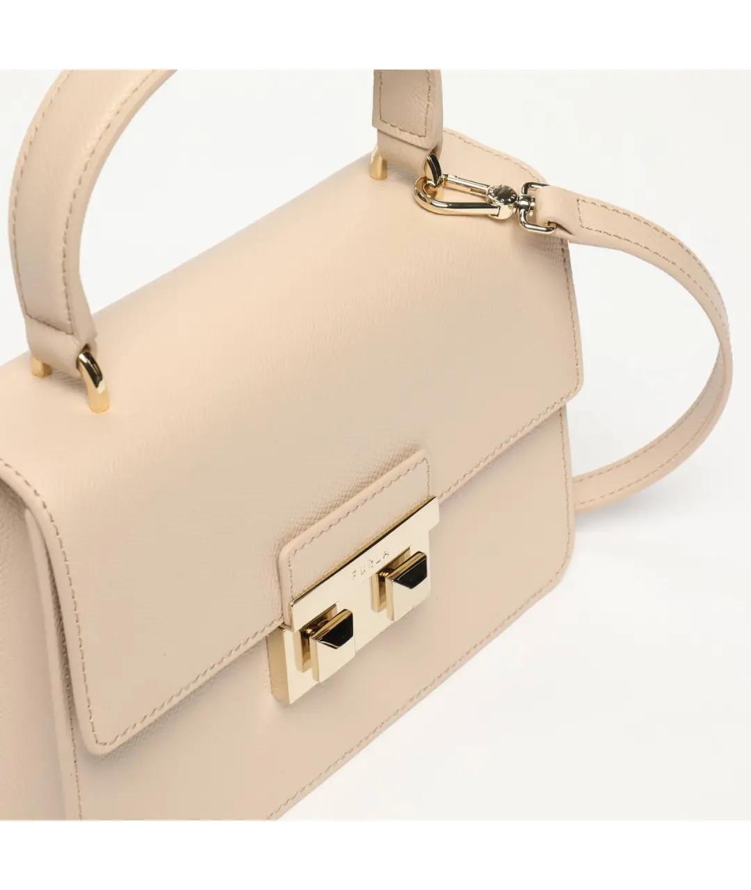 FURLA Бежевая кожаная сумка с короткими ручками, фото 3