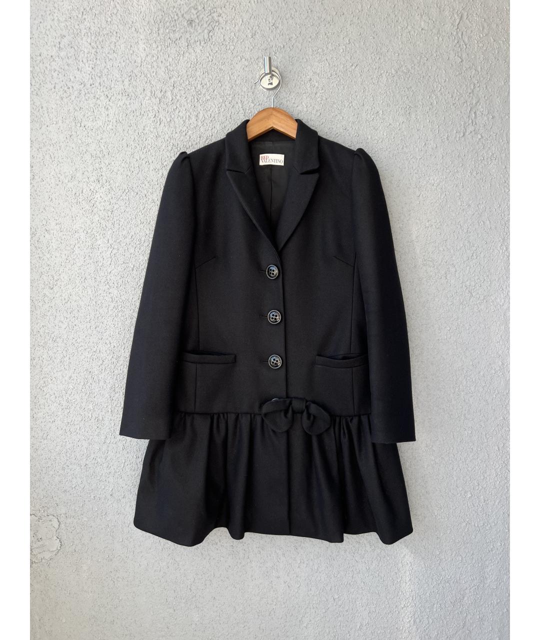 RED VALENTINO Черное шерстяное пальто, фото 7