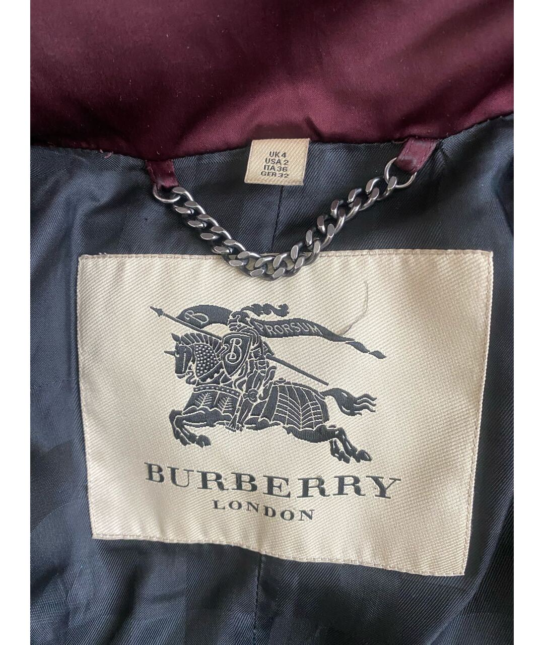 BURBERRY LONDON Бордовый полиэстеровый пуховик, фото 3