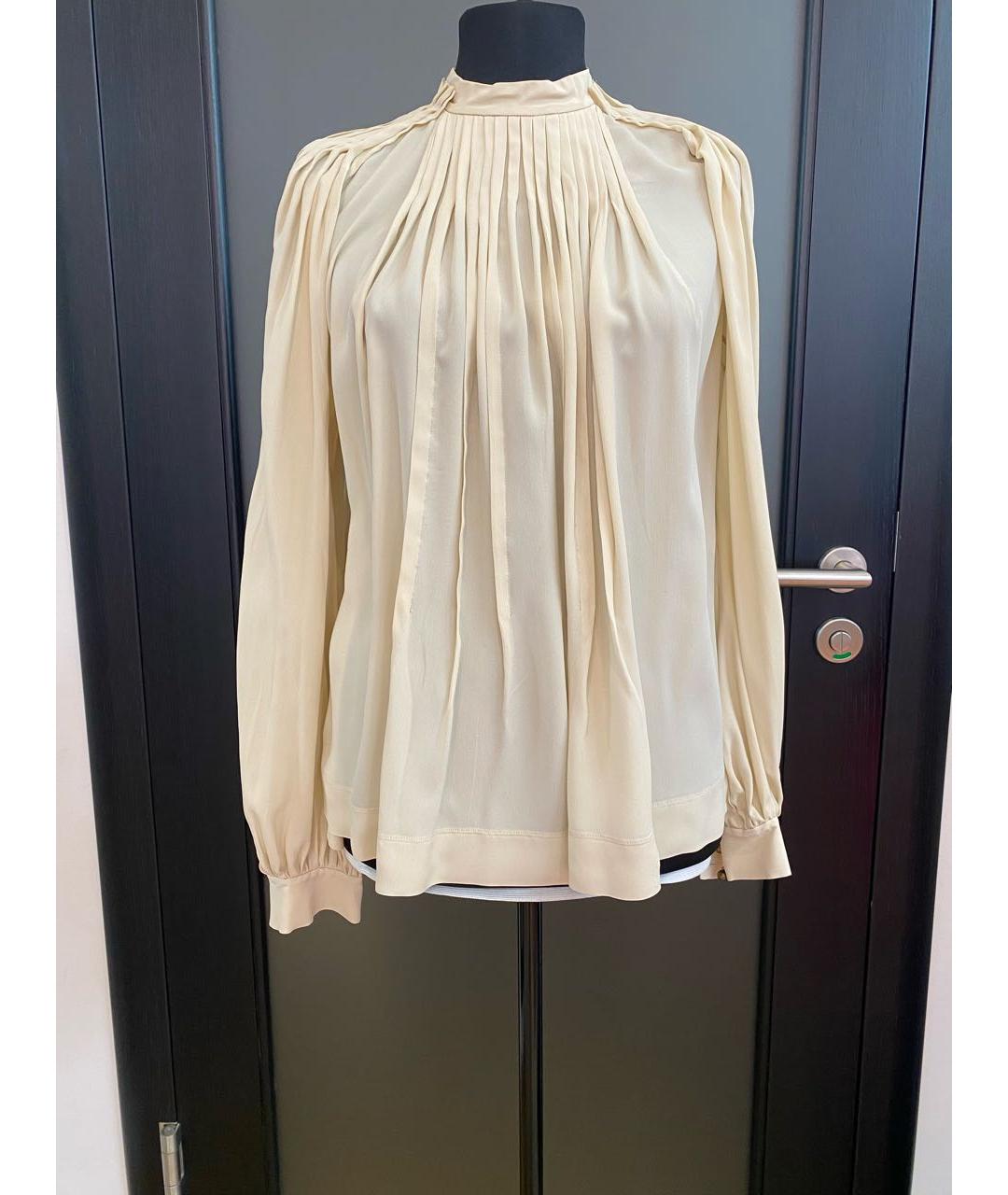 CHLOE Бежевая шелковая блузы, фото 9