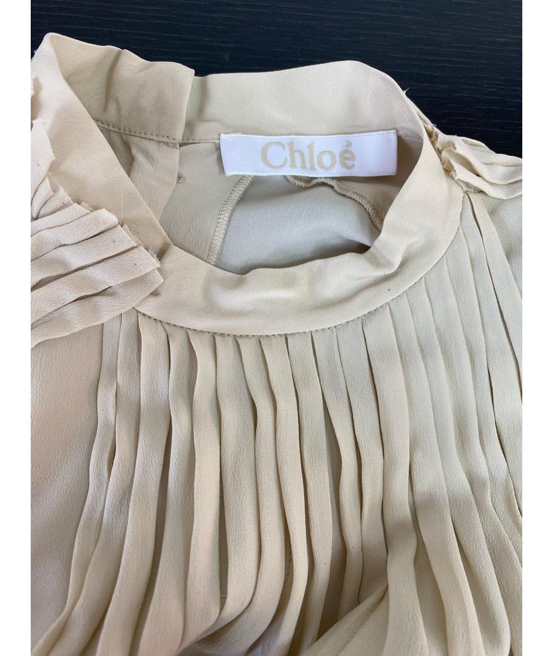 CHLOE Бежевая шелковая блузы, фото 3