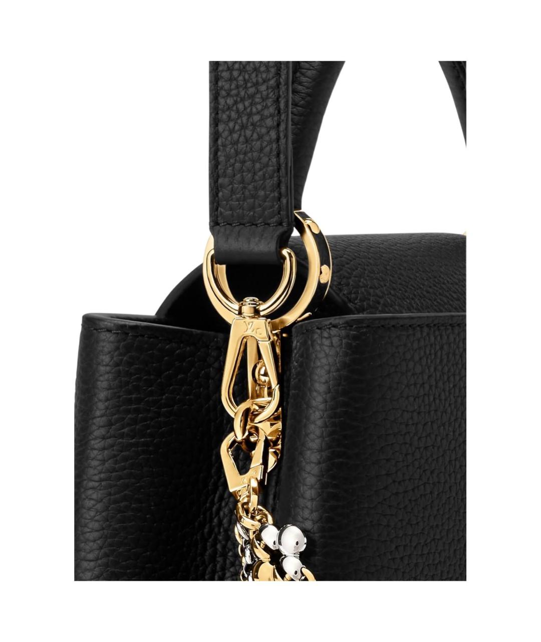 LOUIS VUITTON Черная кожаная сумка через плечо, фото 5