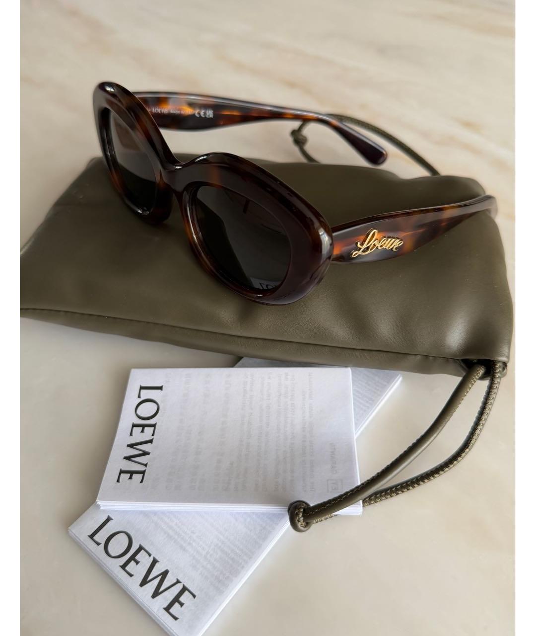 LOEWE Коричневые пластиковые солнцезащитные очки, фото 4