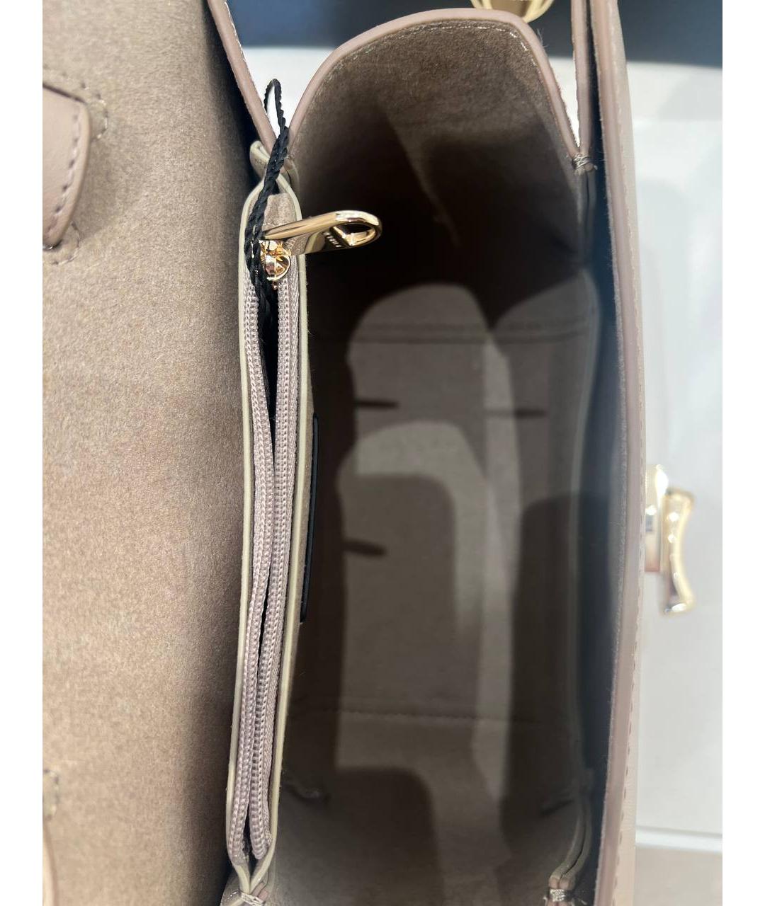 FURLA Серая кожаная сумка с короткими ручками, фото 4