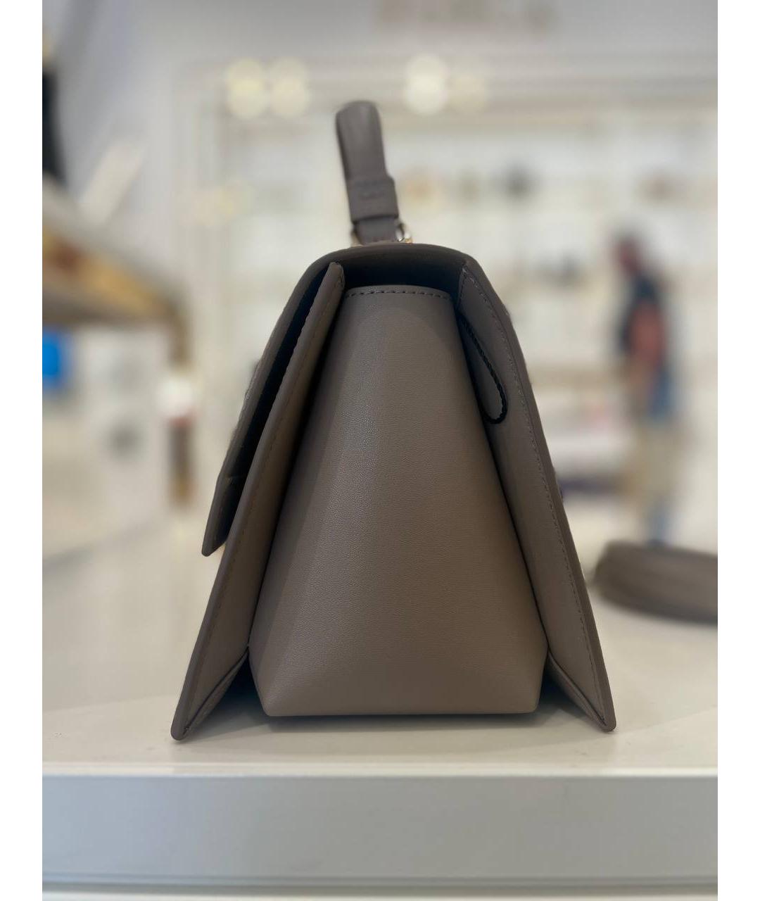 FURLA Серая кожаная сумка с короткими ручками, фото 3