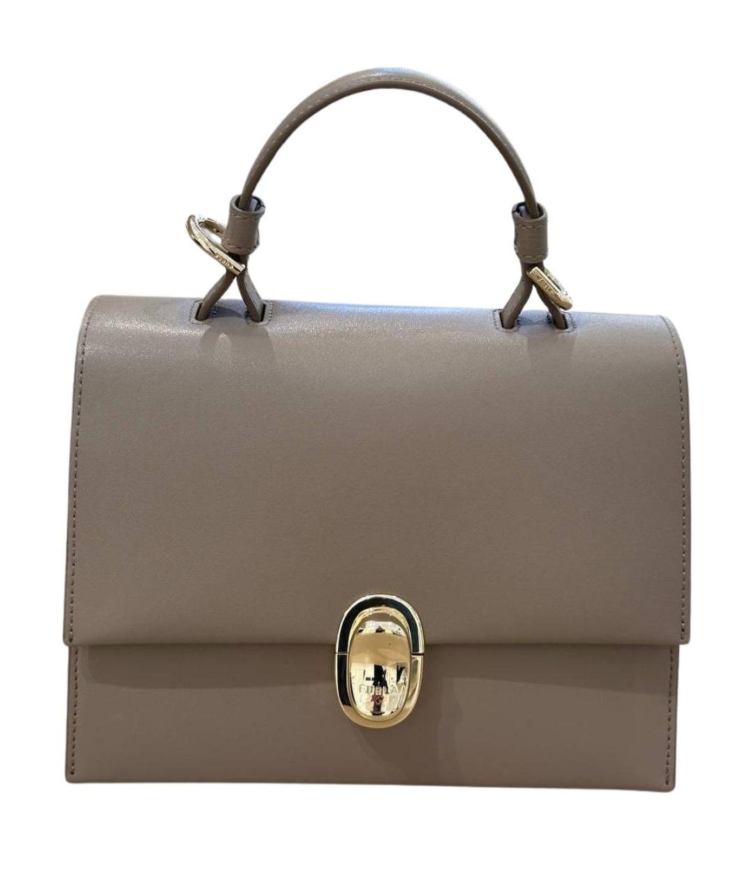 FURLA Серая кожаная сумка с короткими ручками, фото 1