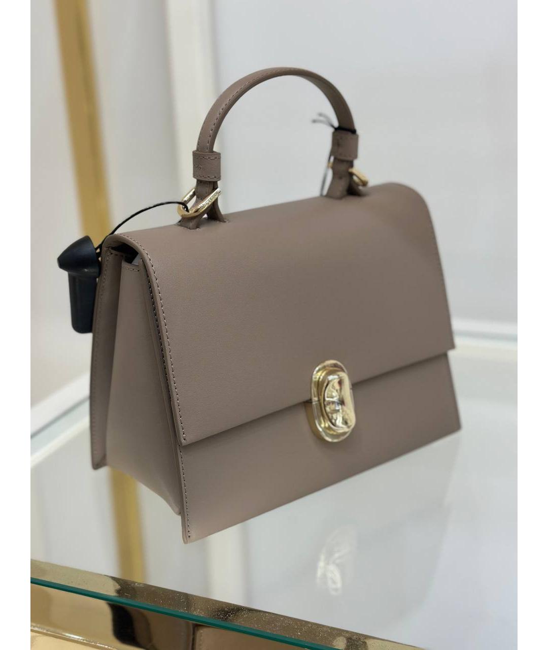 FURLA Серая кожаная сумка с короткими ручками, фото 5