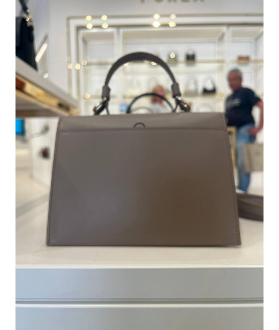 FURLA Серая кожаная сумка с короткими ручками, фото 2