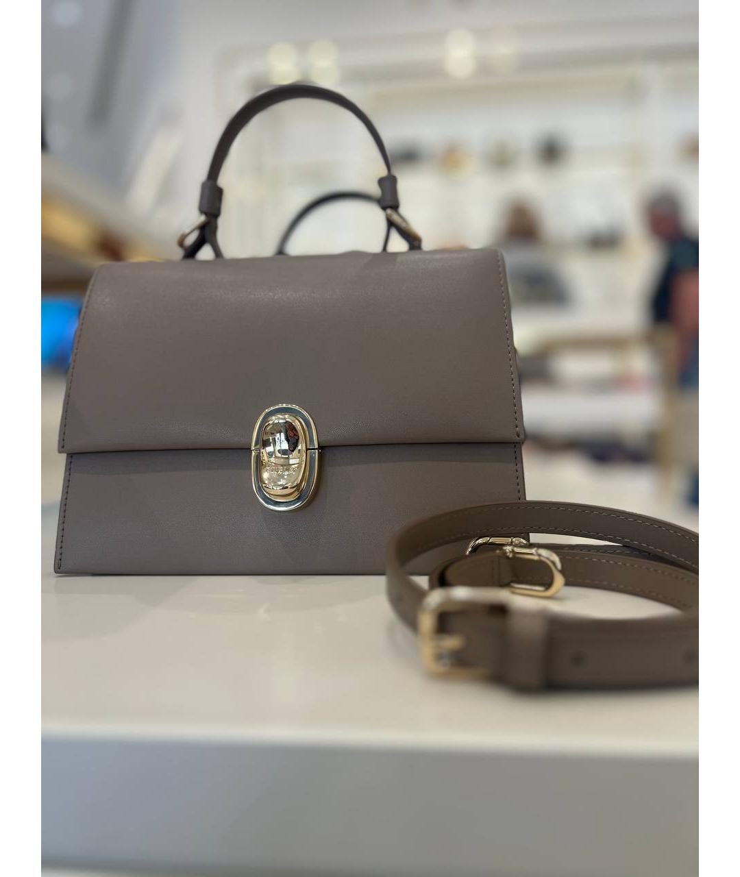 FURLA Серая кожаная сумка с короткими ручками, фото 6