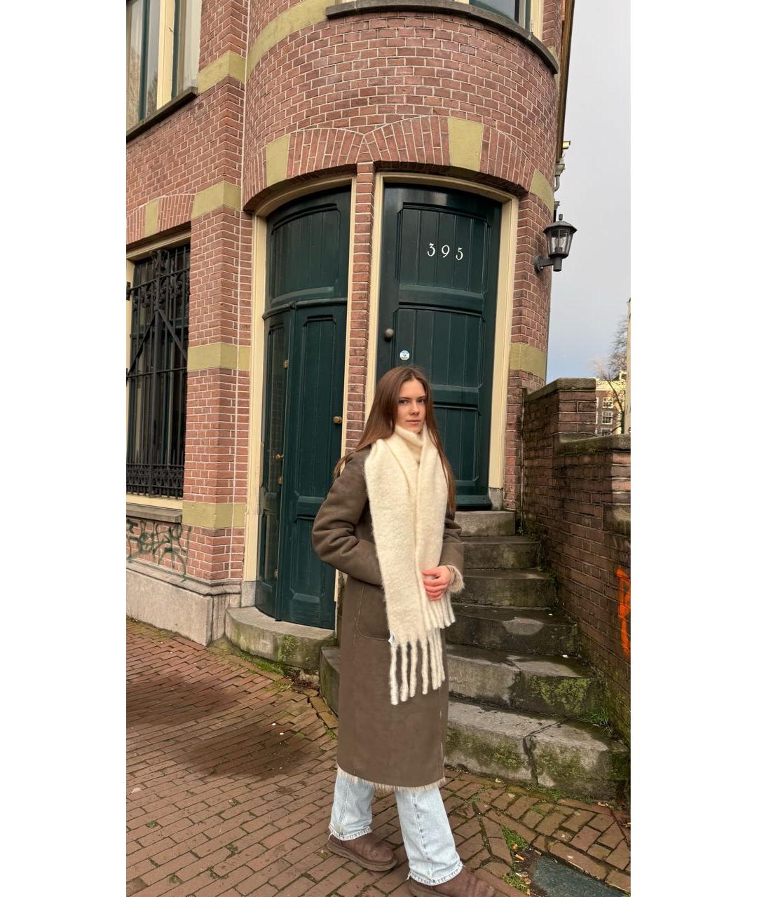 COS Бежевый шерстяной шарф, фото 5