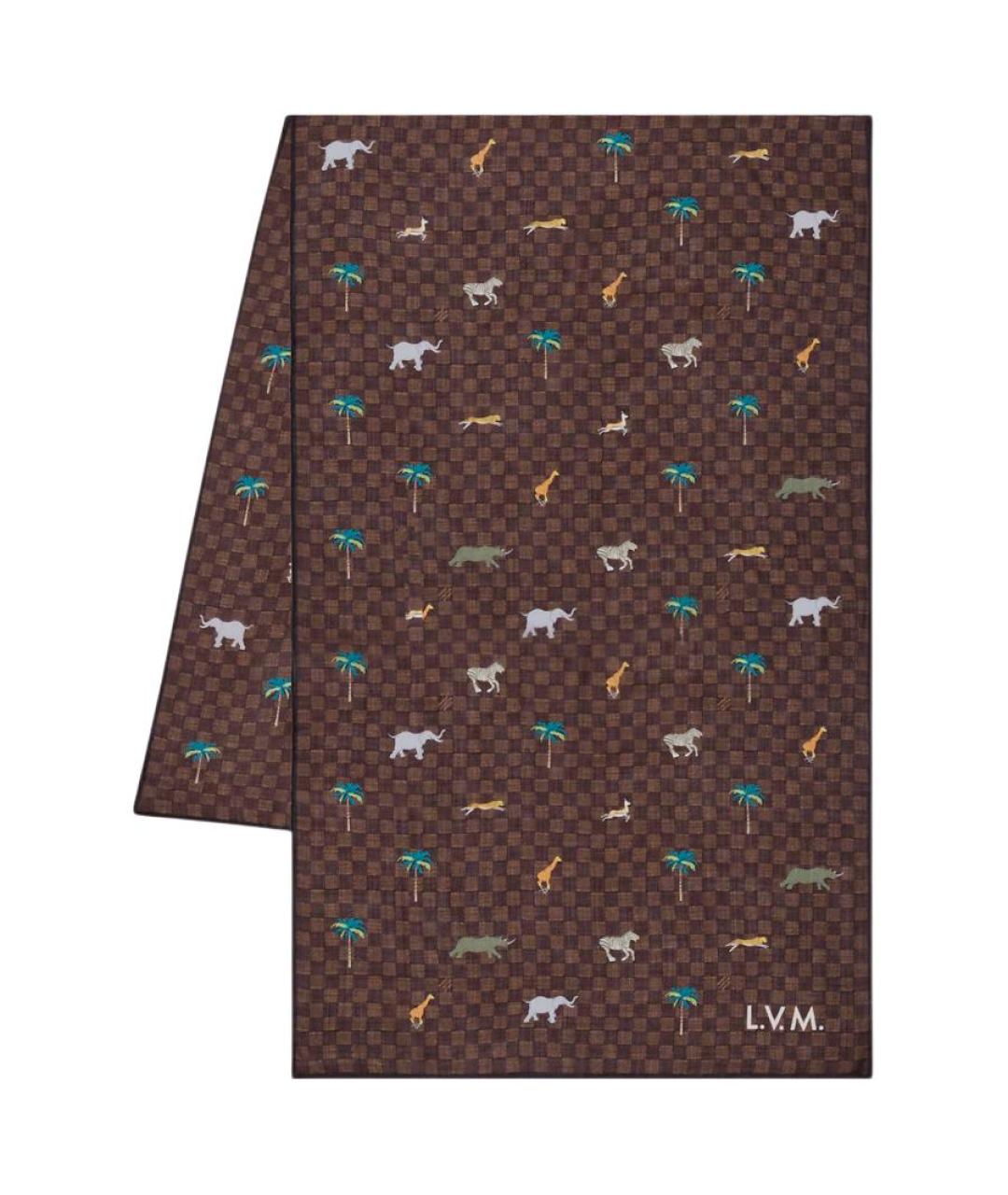 LOUIS VUITTON Коричневый шерстяной шарф, фото 1