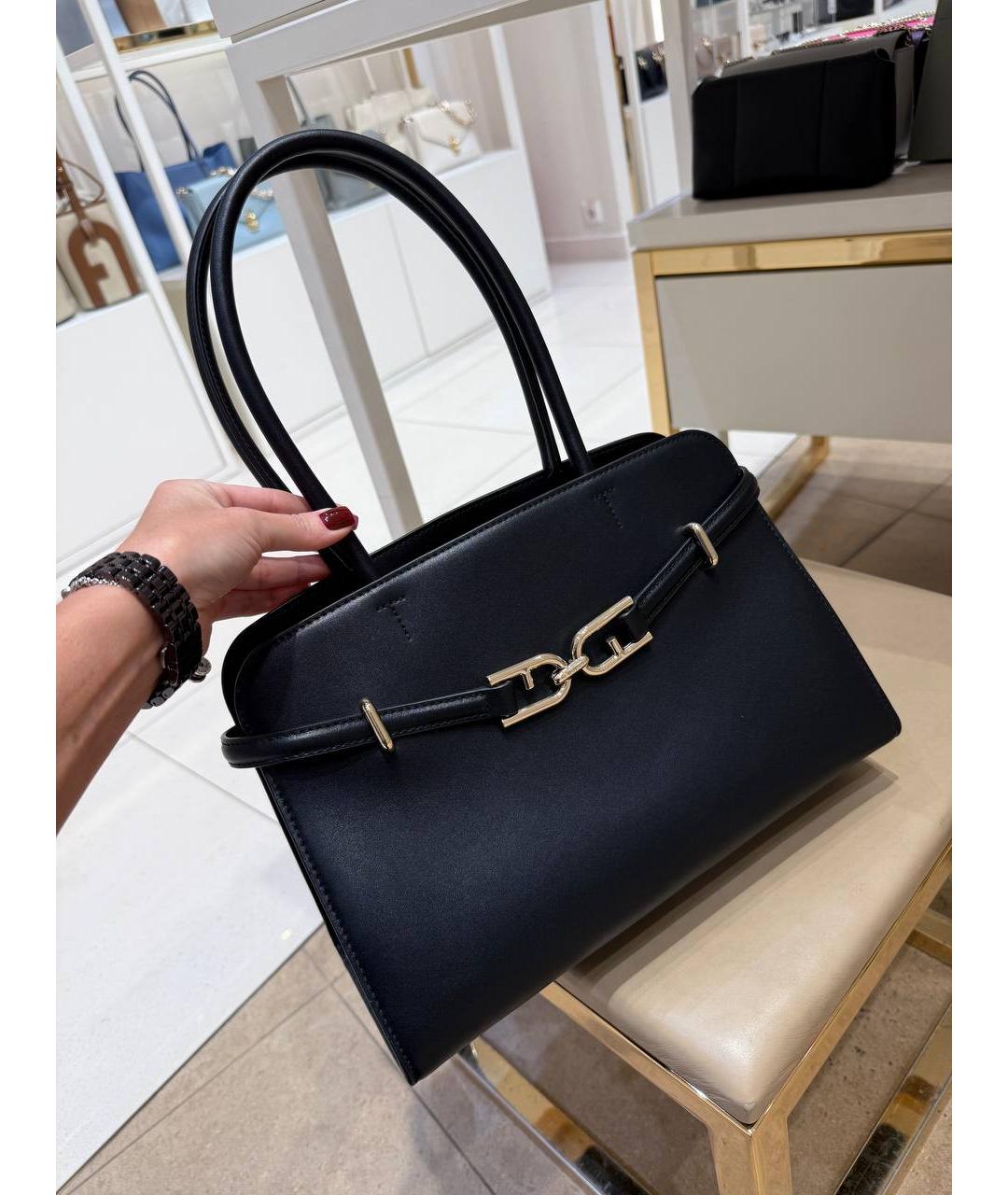 FURLA Черная кожаная сумка тоут, фото 2