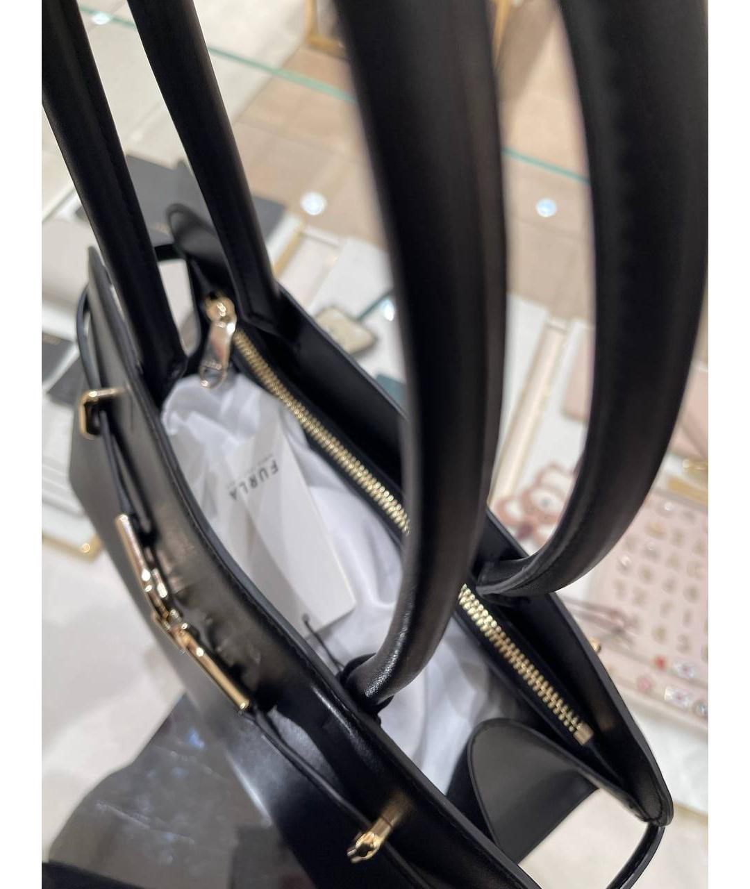 FURLA Черная кожаная сумка тоут, фото 5