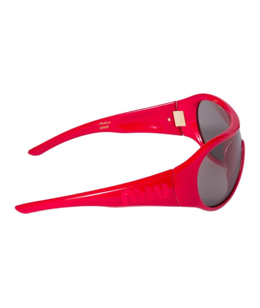 MIU MIU Красные пластиковые солнцезащитные очки, фото 3