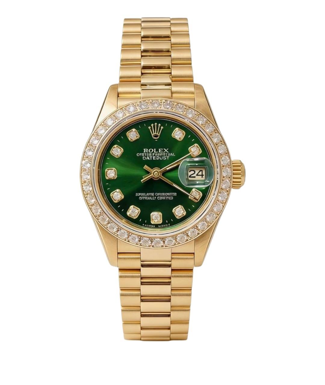 ROLEX Зеленые часы из желтого золота, фото 1