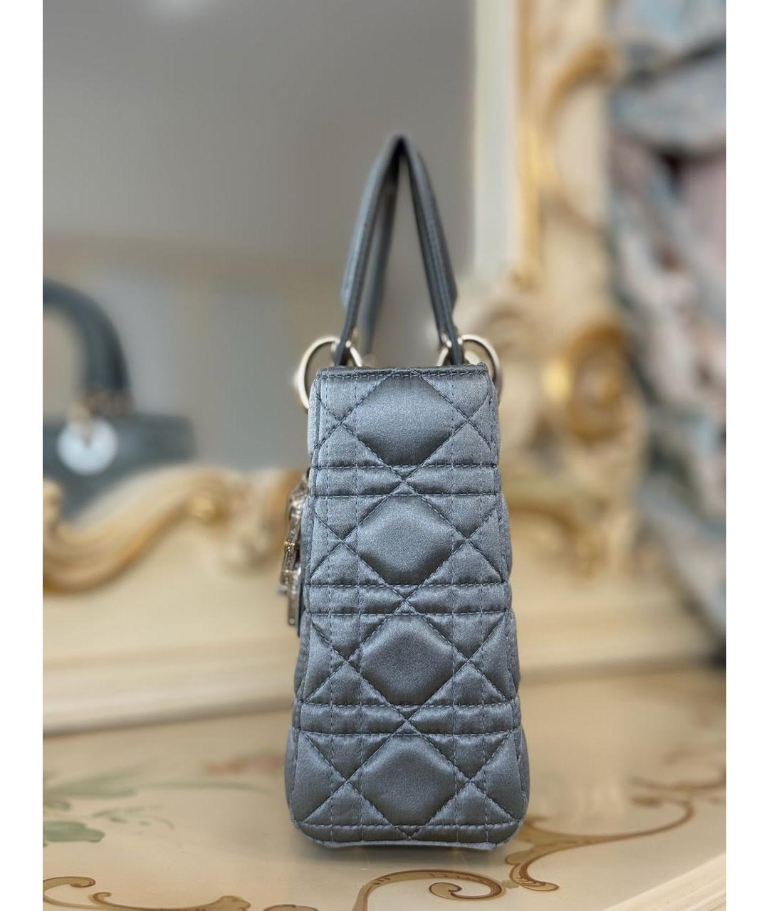 CHRISTIAN DIOR Серая шелковая сумка с короткими ручками, фото 6