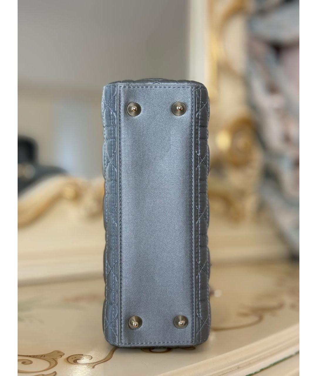 CHRISTIAN DIOR Серая шелковая сумка с короткими ручками, фото 8