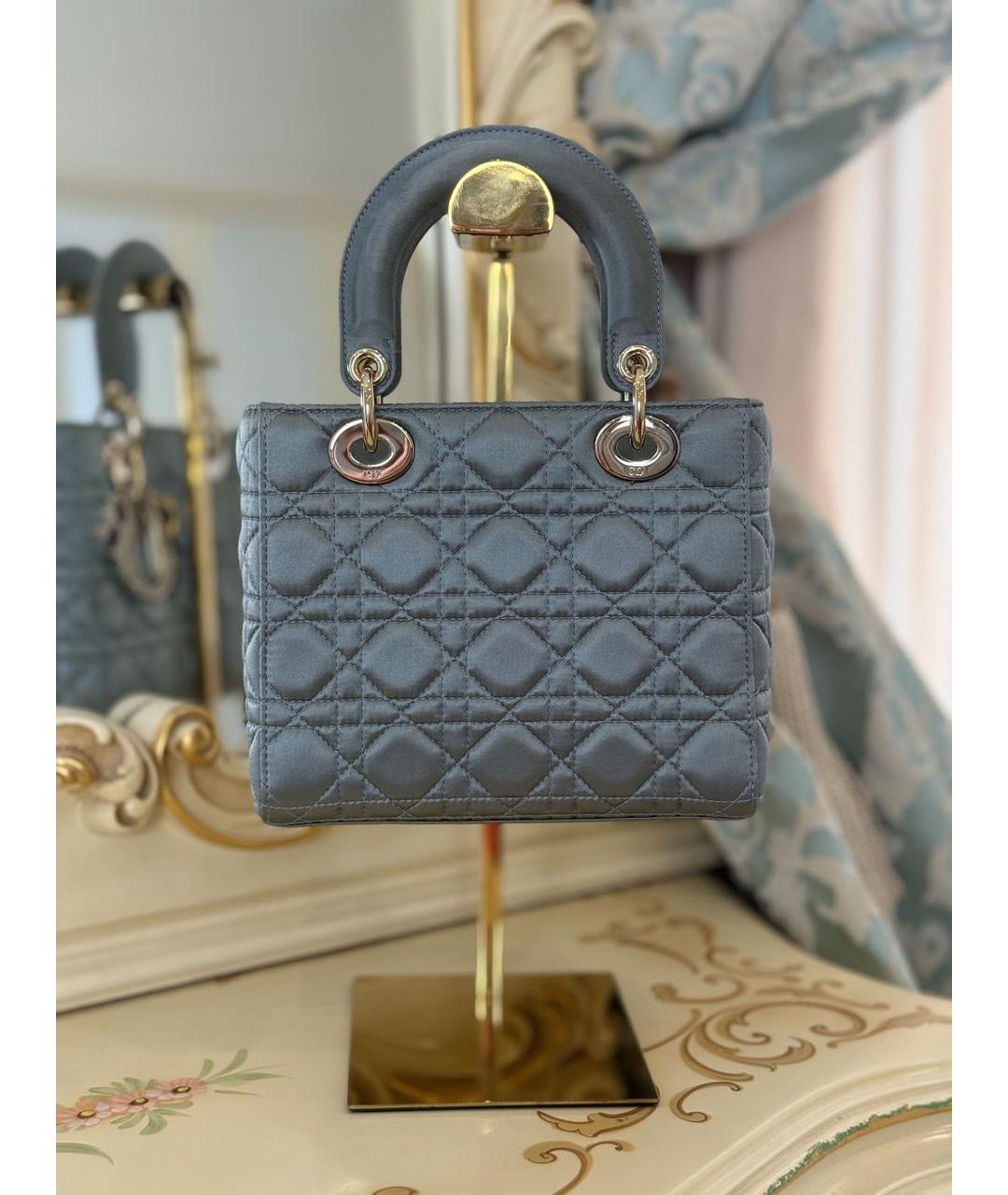 CHRISTIAN DIOR Серая шелковая сумка с короткими ручками, фото 5