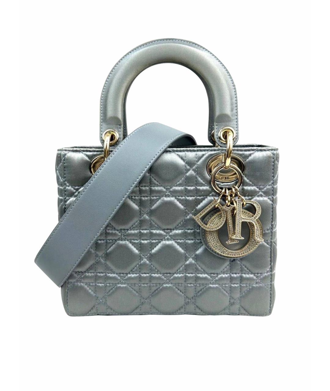 CHRISTIAN DIOR Серая шелковая сумка с короткими ручками, фото 1