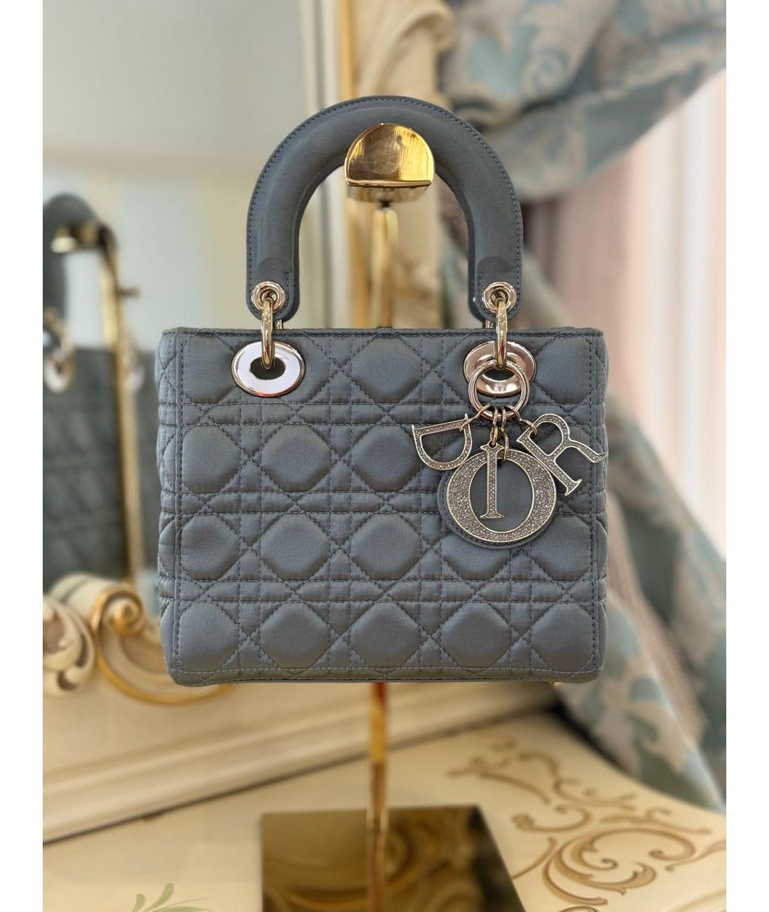 CHRISTIAN DIOR Серая шелковая сумка с короткими ручками, фото 4