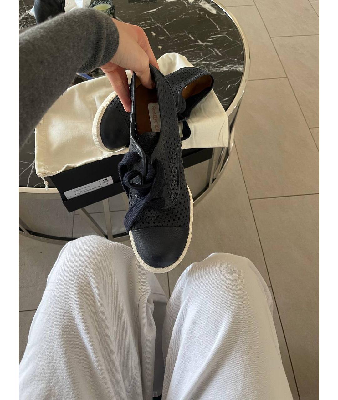 SEE BY CHLOE Синие кожаные ботильоны, фото 2