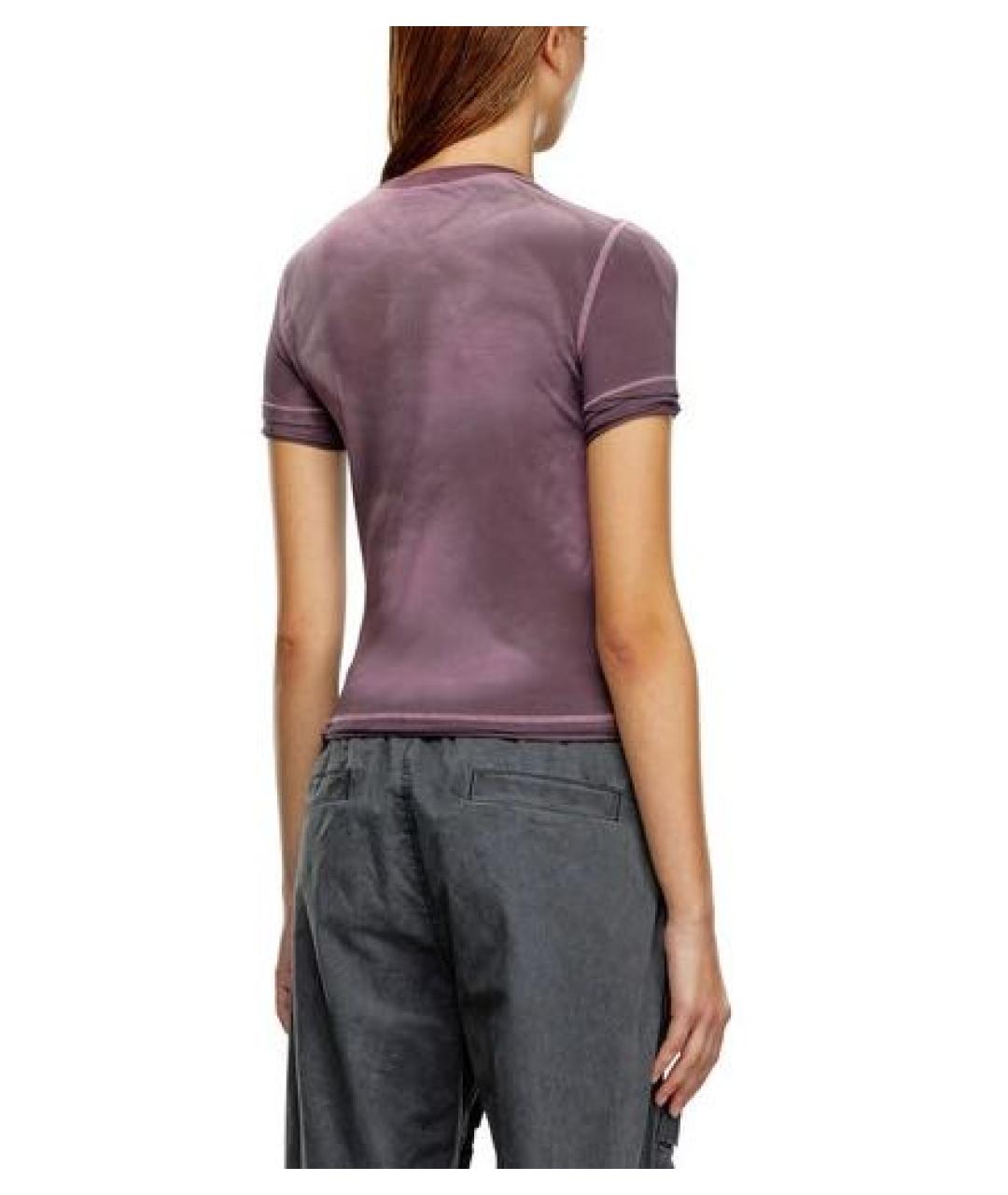 DIESEL Фиолетовая хлопко-эластановая футболка, фото 3