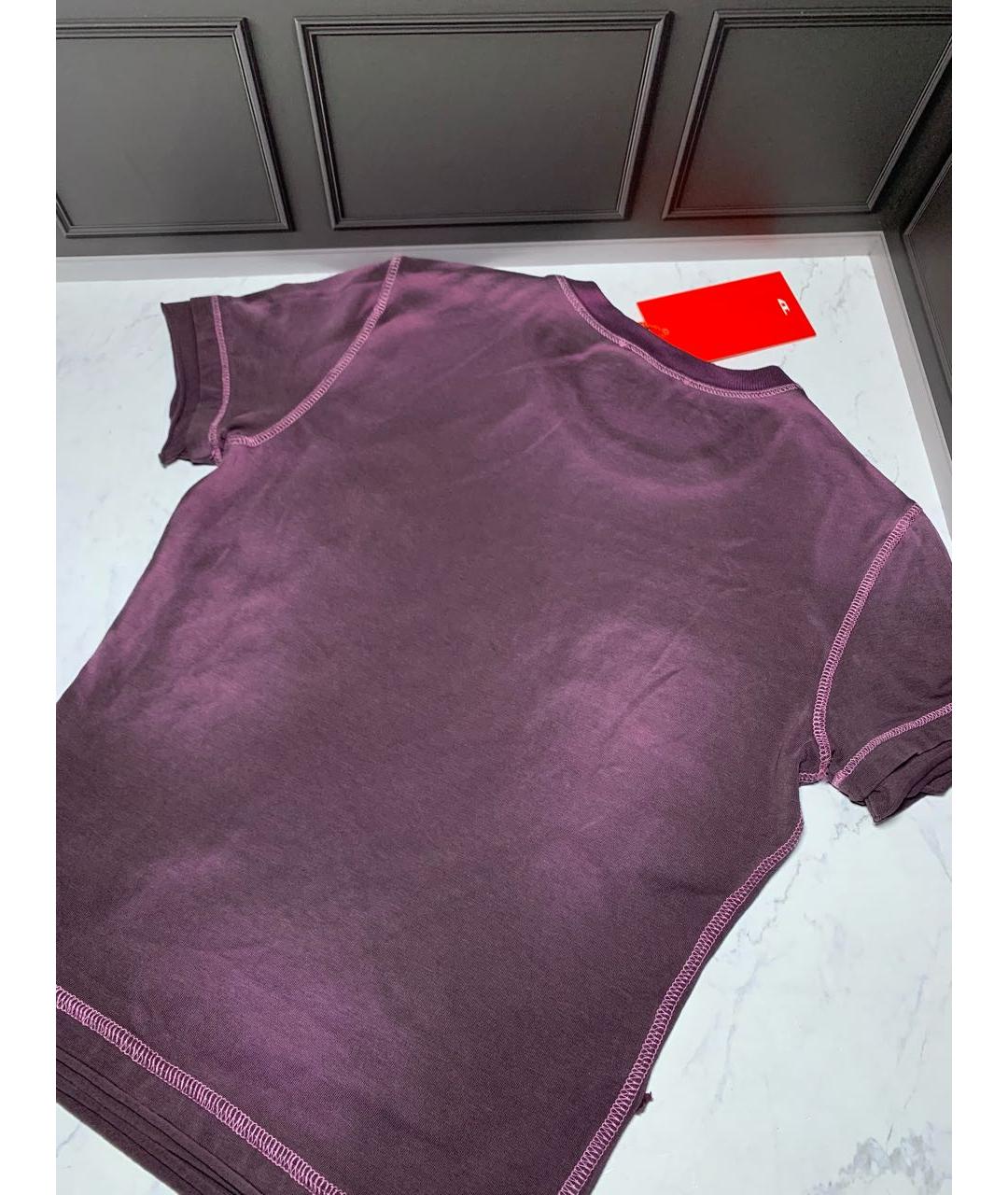 DIESEL Фиолетовая хлопко-эластановая футболка, фото 5