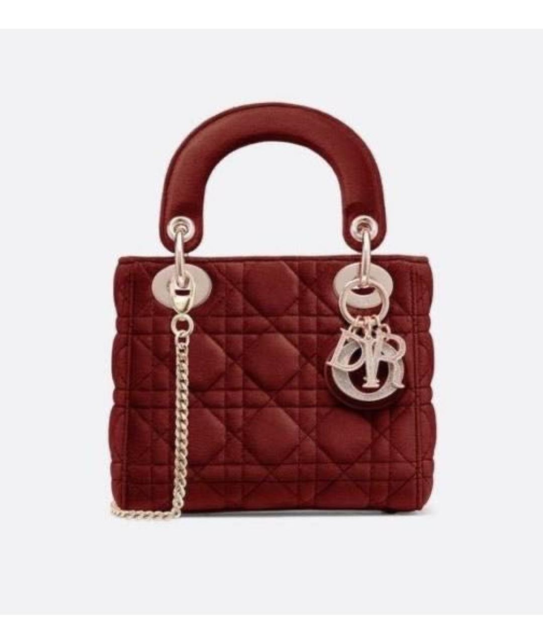 CHRISTIAN DIOR Бордовая бархатная сумка с короткими ручками, фото 9