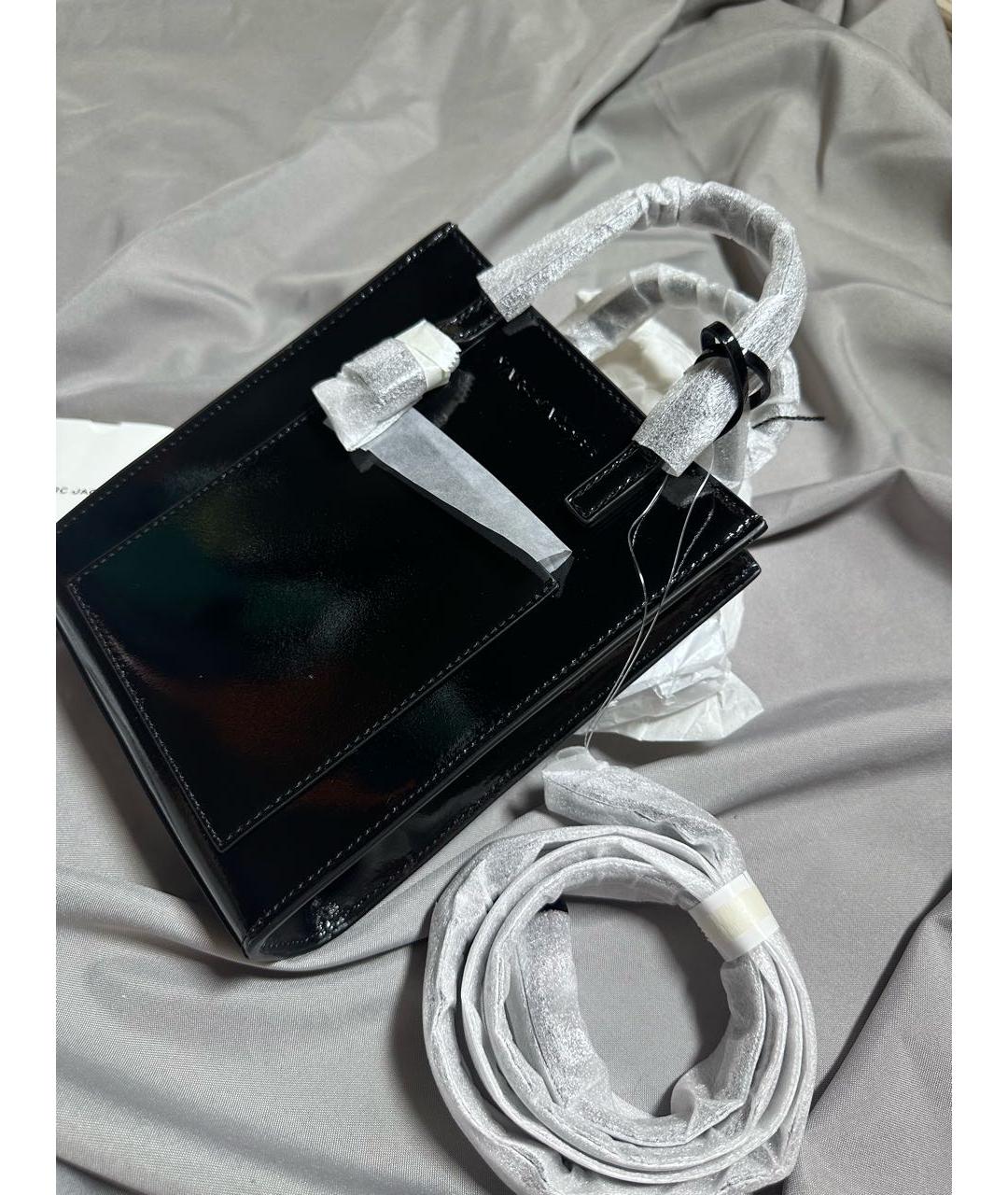 MARC JACOBS Черная сумка тоут из лакированной кожи, фото 2