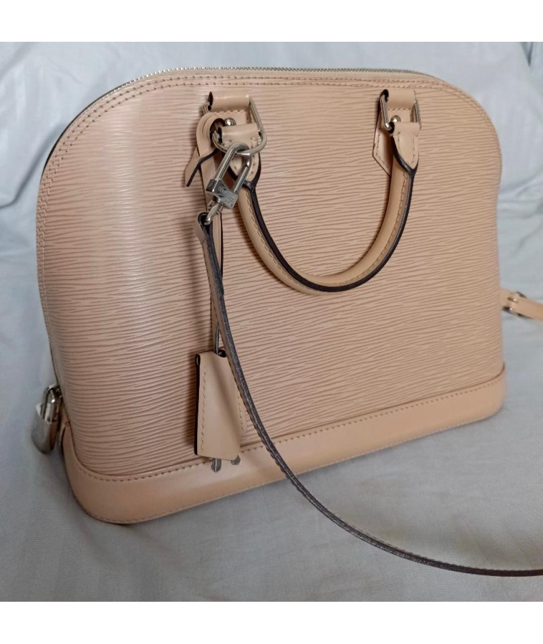 LOUIS VUITTON Бежевая кожаная сумка с короткими ручками, фото 2