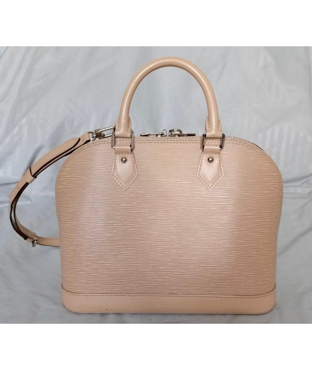 LOUIS VUITTON Бежевая кожаная сумка с короткими ручками, фото 3