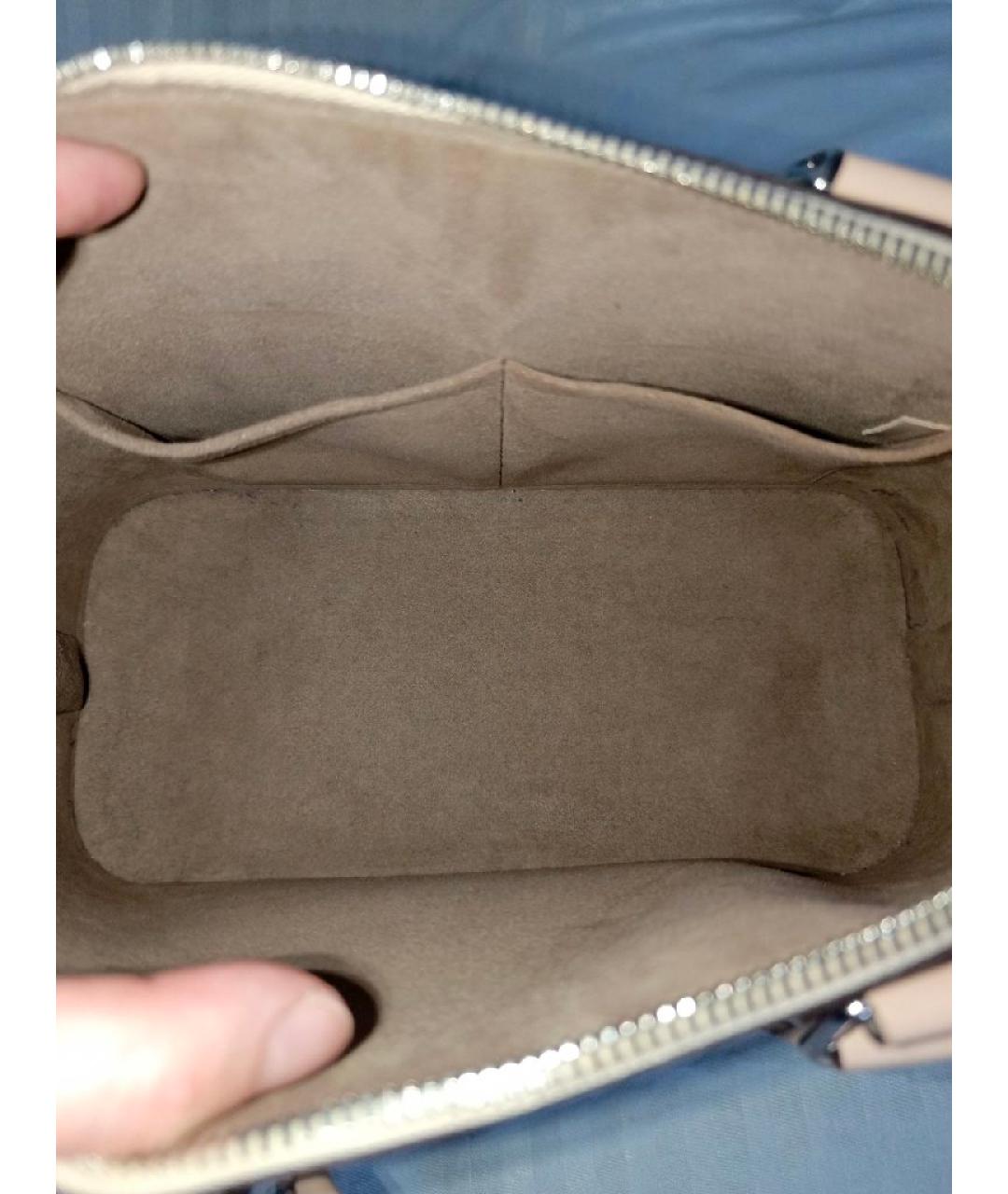 LOUIS VUITTON Бежевая кожаная сумка с короткими ручками, фото 4