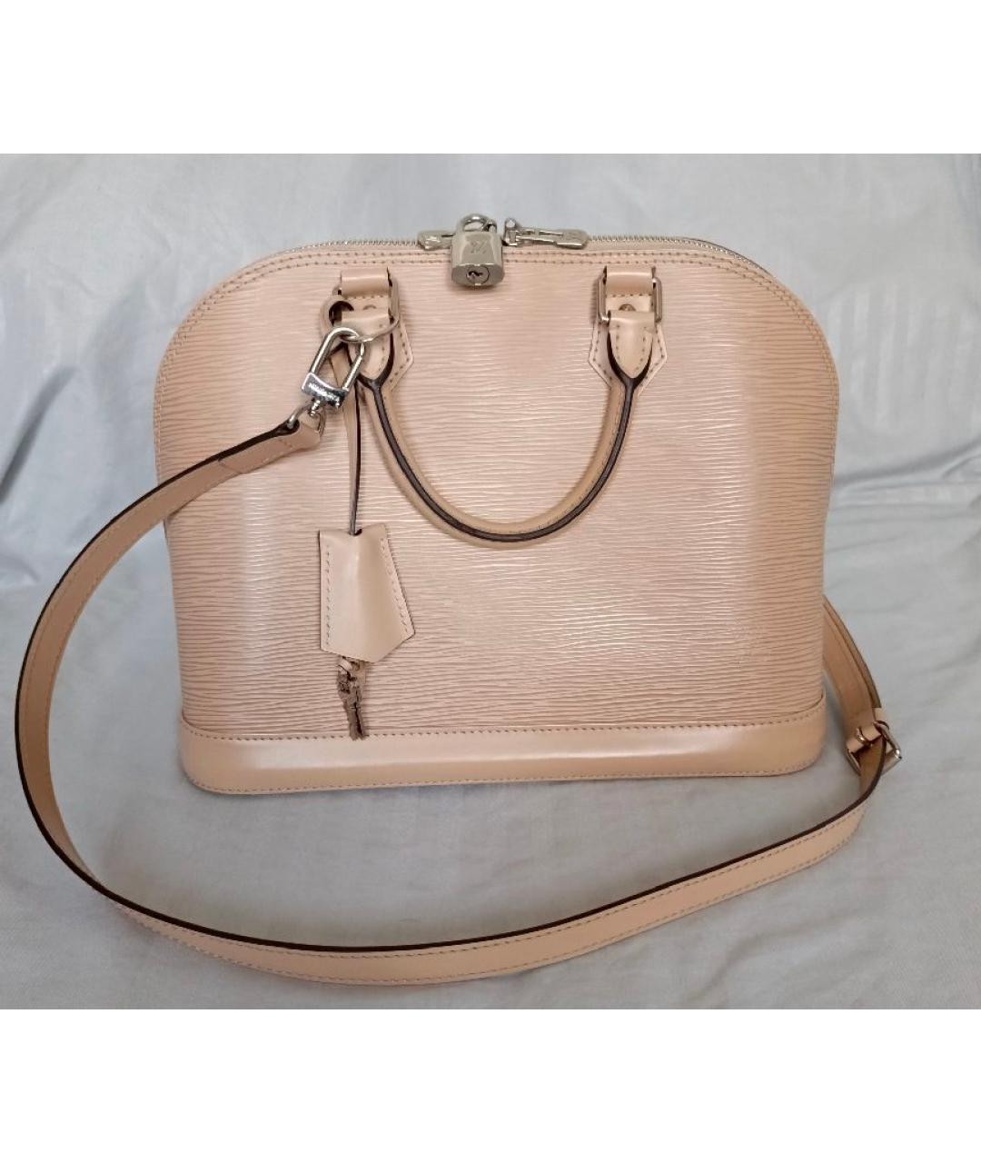 LOUIS VUITTON Бежевая кожаная сумка с короткими ручками, фото 8