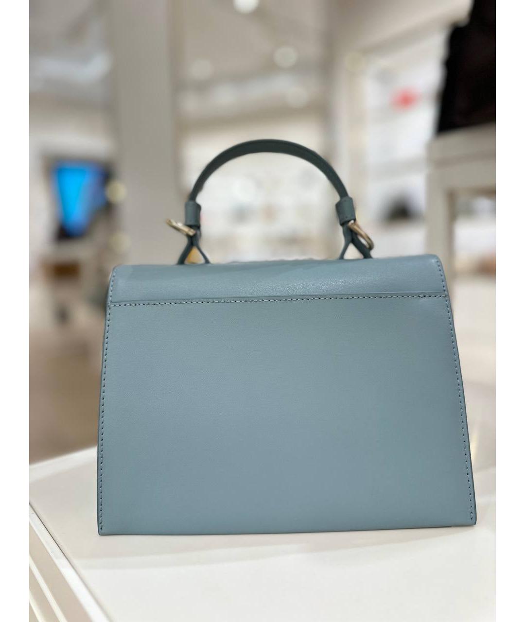 FURLA Голубая кожаная сумка с короткими ручками, фото 3