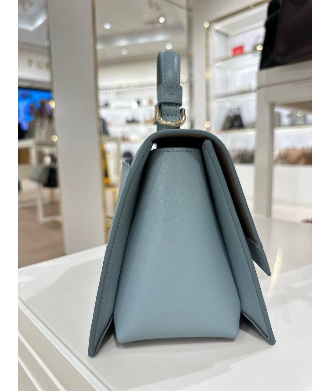 FURLA Голубая кожаная сумка с короткими ручками, фото 2