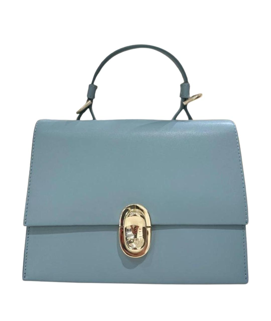 FURLA Голубая кожаная сумка с короткими ручками, фото 1