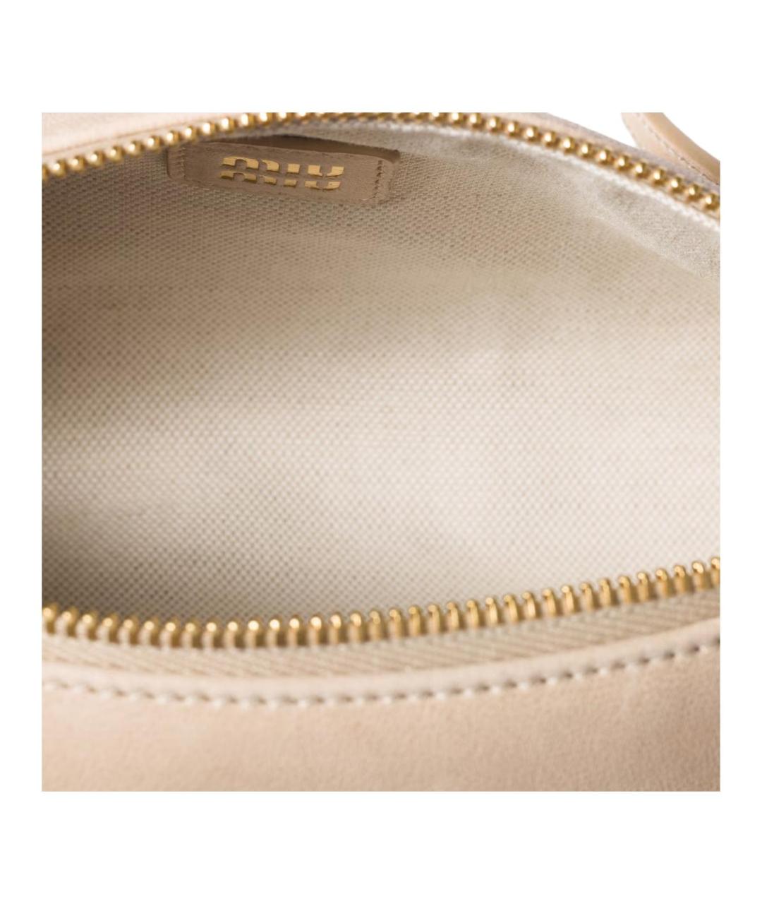 MIU MIU Бежевая кожаная сумка через плечо, фото 4