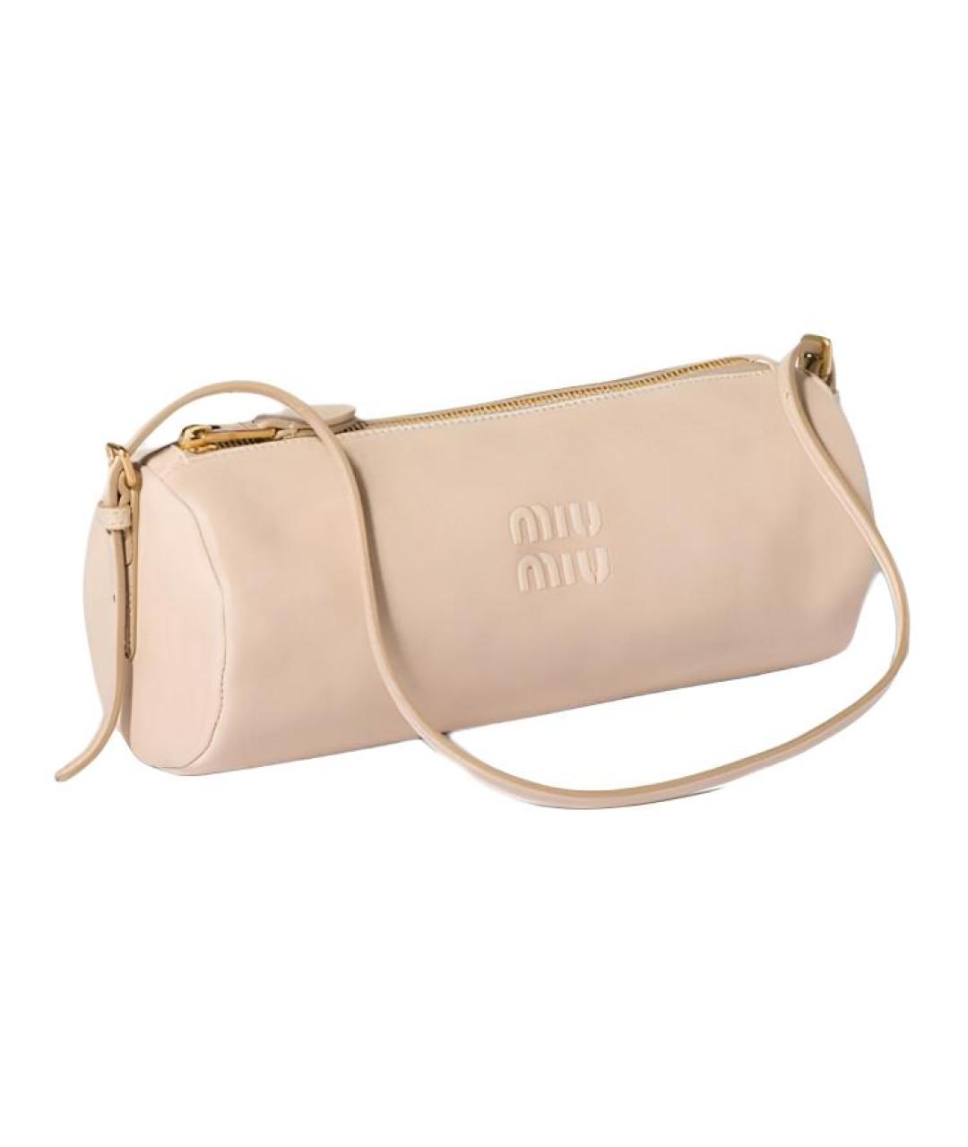 MIU MIU Бежевая кожаная сумка через плечо, фото 2