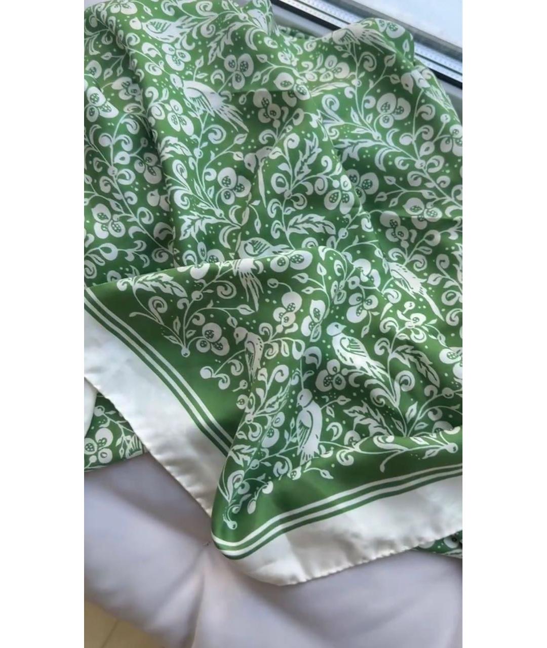 MAX MARA Зеленый шелковый платок, фото 2