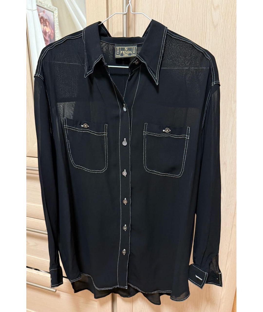 FENDI Черная вискозная рубашка, фото 8