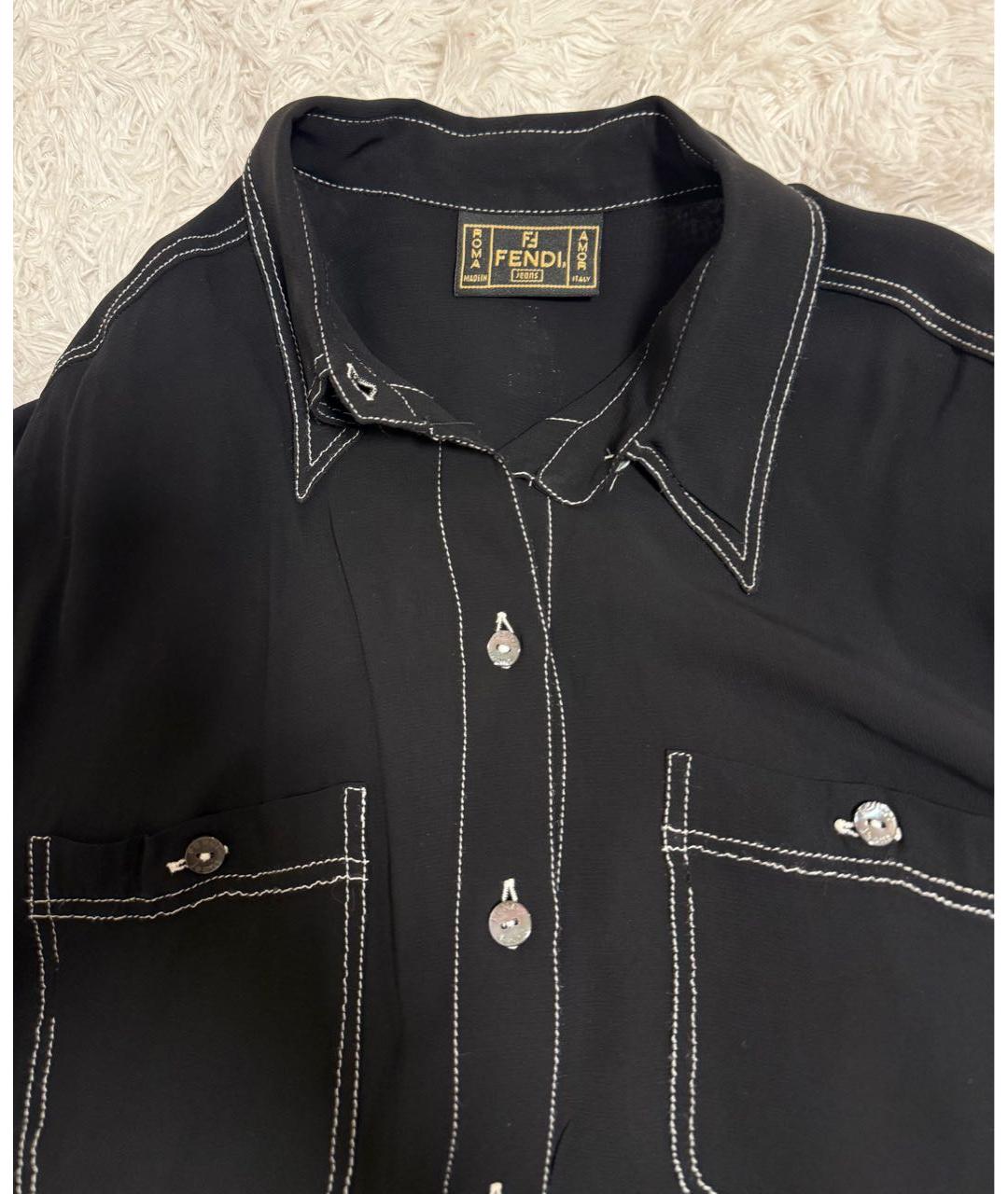 FENDI Черная вискозная рубашка, фото 3
