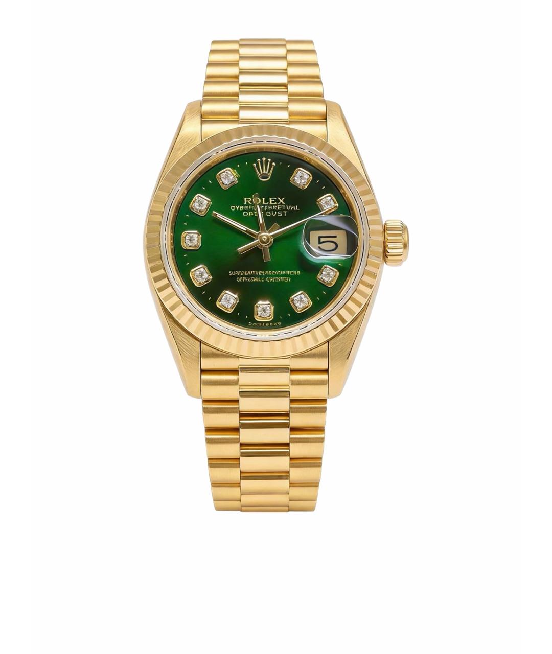 ROLEX Зеленые часы из желтого золота, фото 1