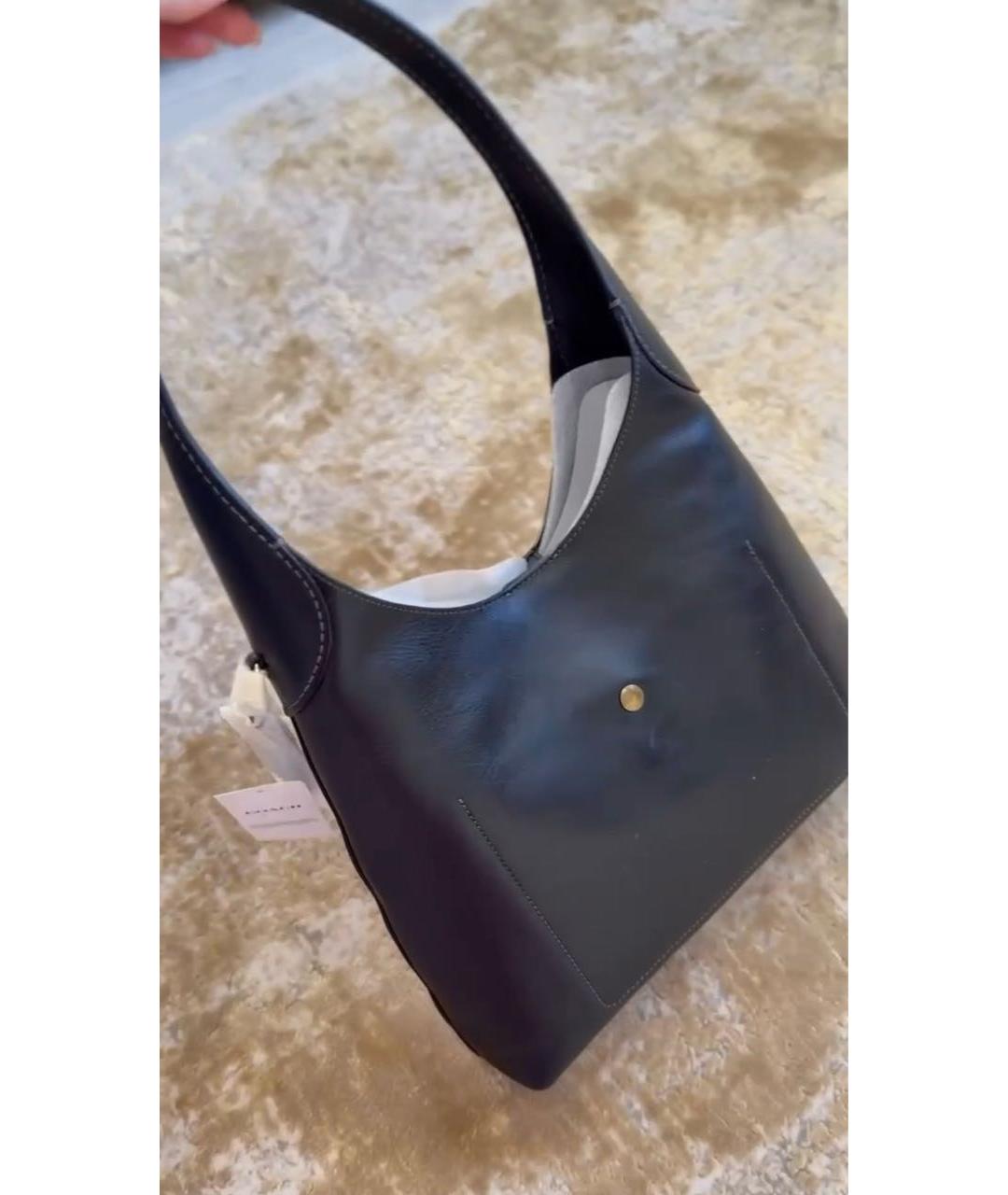 COACH Черная кожаная сумка через плечо, фото 5