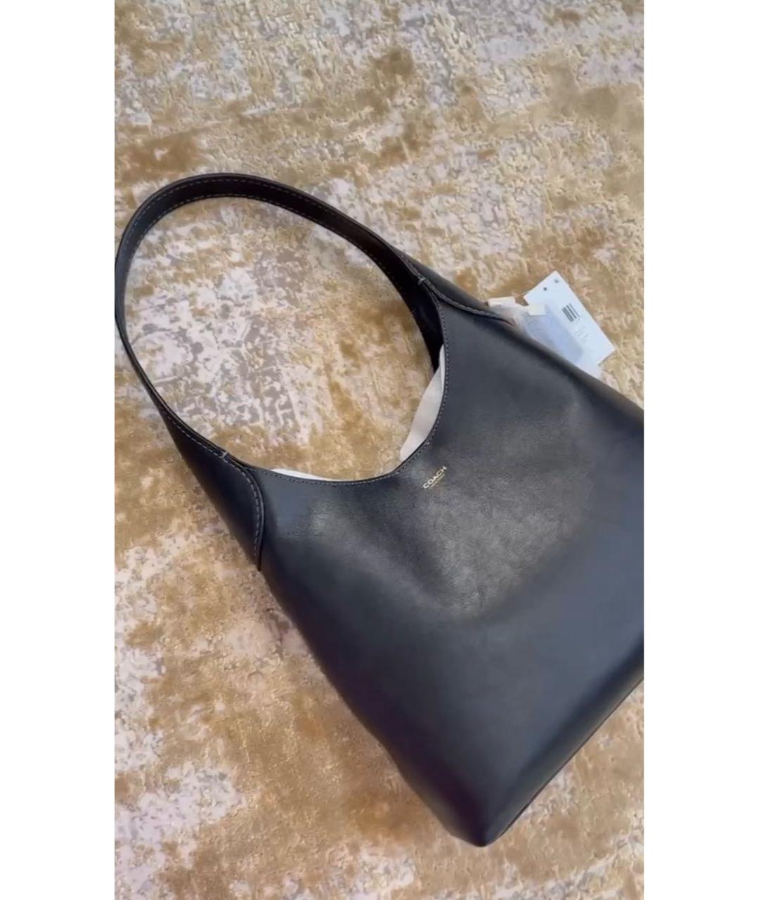 COACH Черная кожаная сумка через плечо, фото 4