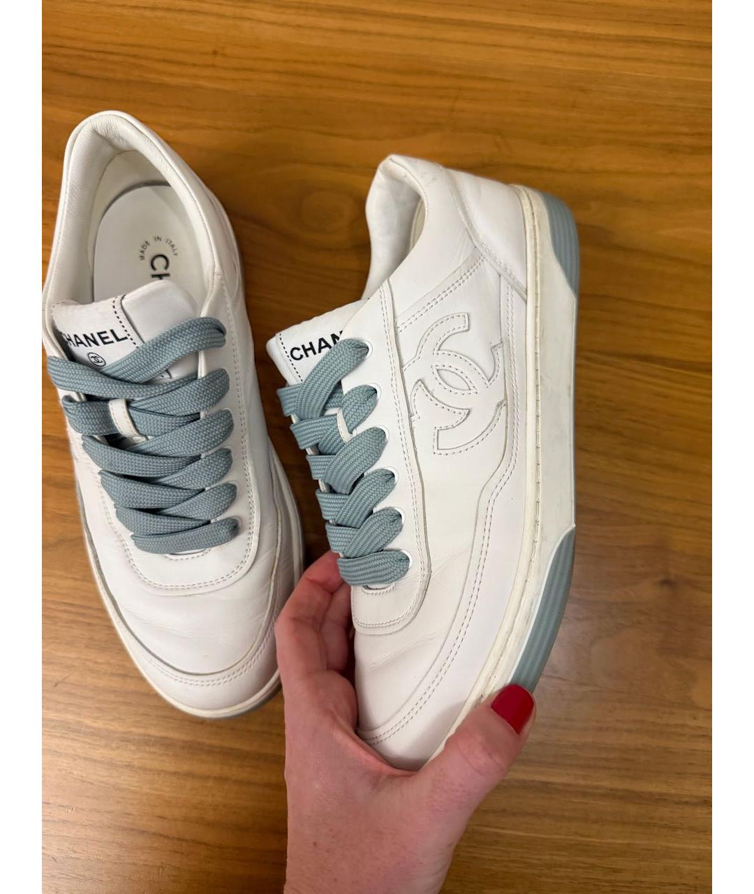CHANEL Белые кожаные кеды, фото 5