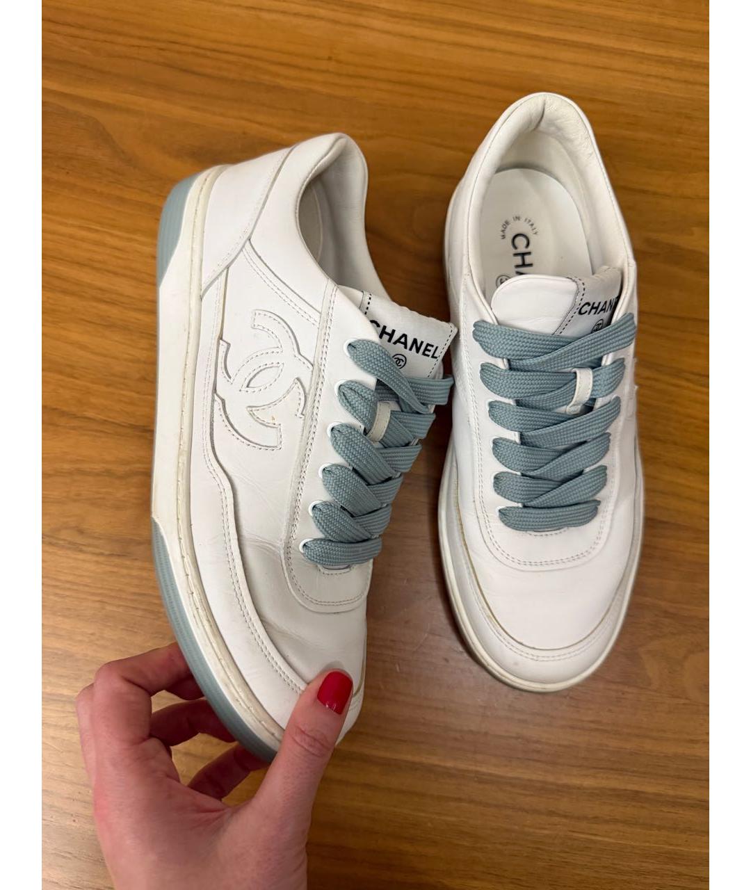 CHANEL Белые кожаные кеды, фото 4