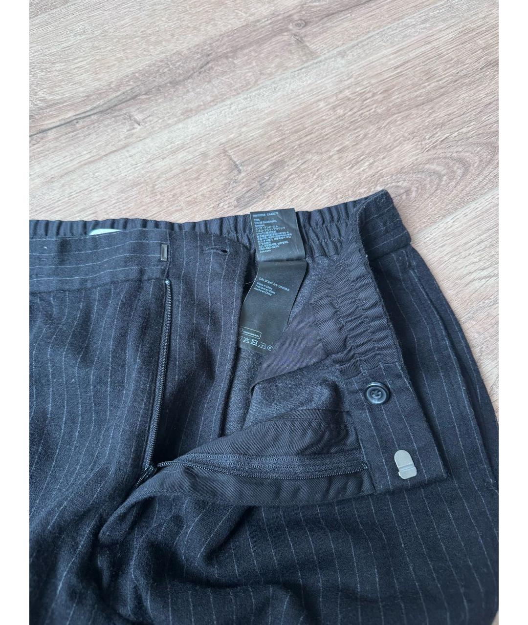 COS Черные шерстяные брюки чинос, фото 3