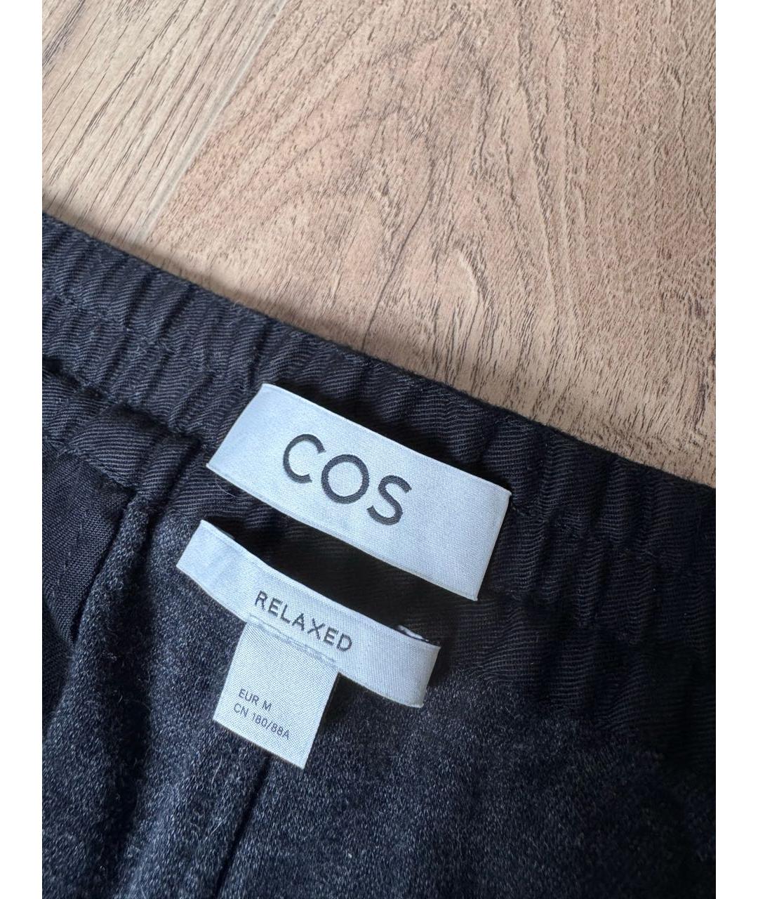 COS Черные шерстяные брюки чинос, фото 4