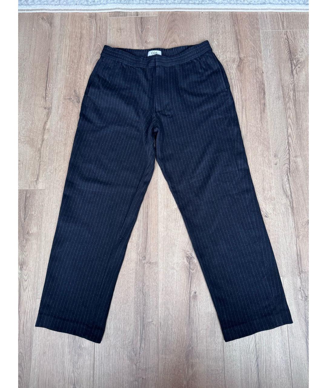 COS Черные шерстяные брюки чинос, фото 9